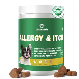 Vetriuntrix Vetriuntrix Allergy Chews, 200PCS Dog Itching Skin Relief with Probiotics Omega 3, Allergy Relief for Dogs Itching Licking Paws, Support Seasonal Allergy, Gut & Digestive Health and Immune System