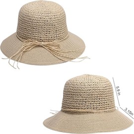 Straw Hats for Women UV Protection Wide Brim Foldable Sun Hat Beach Cap for Summer Outdoor Fishing Large Brim (CA/US, Alpha, One Size, White)