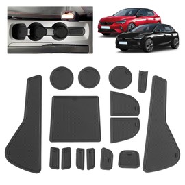 BSTW Car Non-Slip Mats for Opel Corsa F (2020-2025), Faithful Rubber Mat for Centre Console, Cup Holder & Door Recesses, Suitable for Opel Corsa Manual Brake Version (Black)