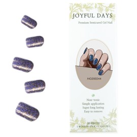 JOYFUL DAYS Gel-Nagelstreifen, halbgehärtet, selbstklebend, Aufkleber für Gel-Nagellack, Nail Wrap inkl. Feile und Stick (Dark Slate Sparkle)