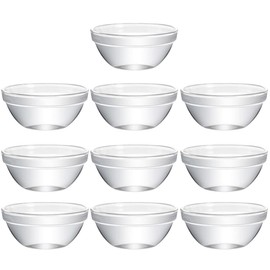 TOPPERFUN 10Pcs Glass Meal Preparation Bowls, 2.4x1.1in Mini Stackable Mixing Bowls, 45ml/1.5oz Serving Container for Desserts, Dips, Nuts and Candies, Heat-resistant and Machine Washable