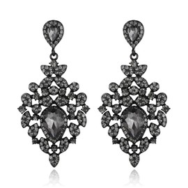 Clearine Beautiful Sparkling Rhinestones Large Drop Cluster Leaf Shape Dangle Earrings for Women Wedding Party Prom Jewellery, Crystal