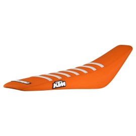 Enjoy Mfg 2019-2022 KTM SX-SXF 125 250 350 450 SEAT COVER ALL ORANGE WHITE RIBS #173 LOGO