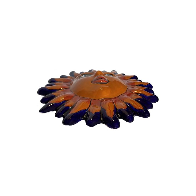 Fine Crafts Imports Talavera Ceramic Sun Face Wall Sculpture, Orange,
