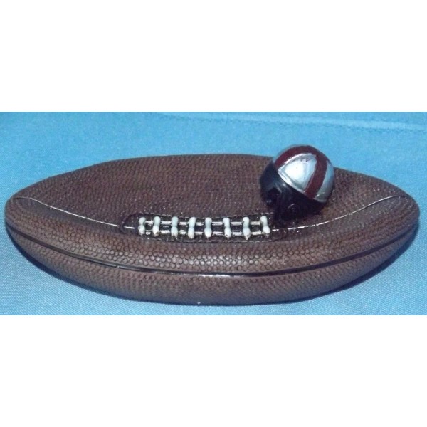 Unbranded Football Shape Coin Tray or Paperweight with Mini Helmet