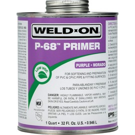WELD-ON 10210 P-68 PVC/CPVC Non-Bodied Primer - Fast Acting and Low-VOC, Purple, 1 Quart (32 fl oz)