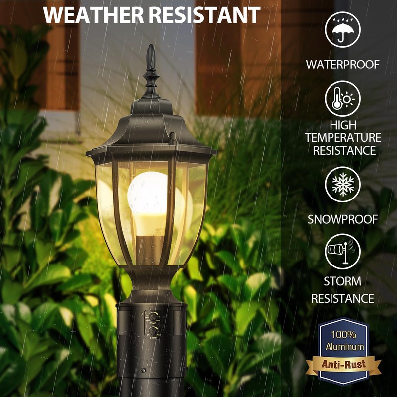 Lamomo Motion Sensor Outdoor Post Lights, Dusk to Dawn Lamp