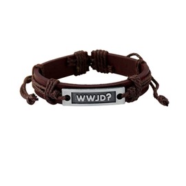FORUBUS WWJD Leather Bracelet, Religious What Would Jesus Do Strand Bracelet for Women Men Religious Guide Gift, Go to Church Pray Baptism Jewelry