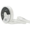 Berisfords 15 mm Silver Edge Satin Ribbon, White