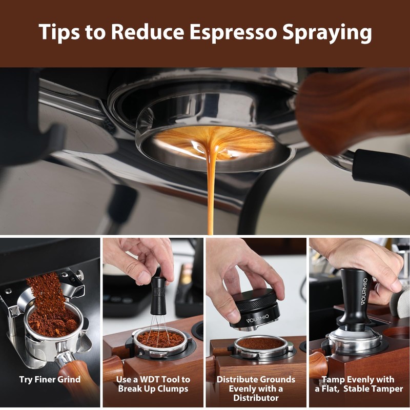 VOURMIO 54mm Bottomless Portafilter - Breville Compatible Naked Portafilter, Rosewood