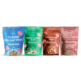 Karma Popped Water Lily Seeds – Sweet & Comfort Variety Pack | Chocolate, Vegan Cheese, Apple Cider Vinegar & Classic Sea Salt | Ayurvedic Superfood Snack | Vegan, Gluten-Free, High Protein | 4-Crunchy Everyday Snack Pack