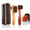 FEMONGY Horsehair Brush Set of 5 Shoe Brush, Leather Brush,