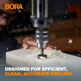 BORA BFB-009997 22mm Dia Tempest Forstner Bit 90mm OAL, 10mm Round Shank for Wood Drilling Ideal for Cabinet Making and Fine Woodworking Projects