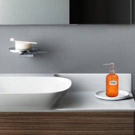 16 Oz Soap Dispenser with 304 Rustproof Stainless Steel Pump, Kitchen, Bathroom Soap Dispenser， Refillable Liquid Glass Soap Dispenser for Hand Soap, Soap, Lotion. (Orange)