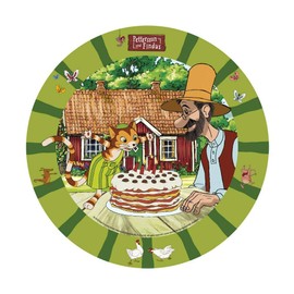 partystrolche/spielum Pettersson and Findus Party Set 68 Pieces Plates Cups Napkins Invitations Bags Tattoos Straws for 8 Children