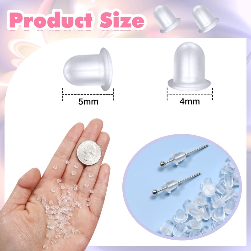 TOAOB 200 pcs Earring Backs Plastic Safety Backs Clear Rubber