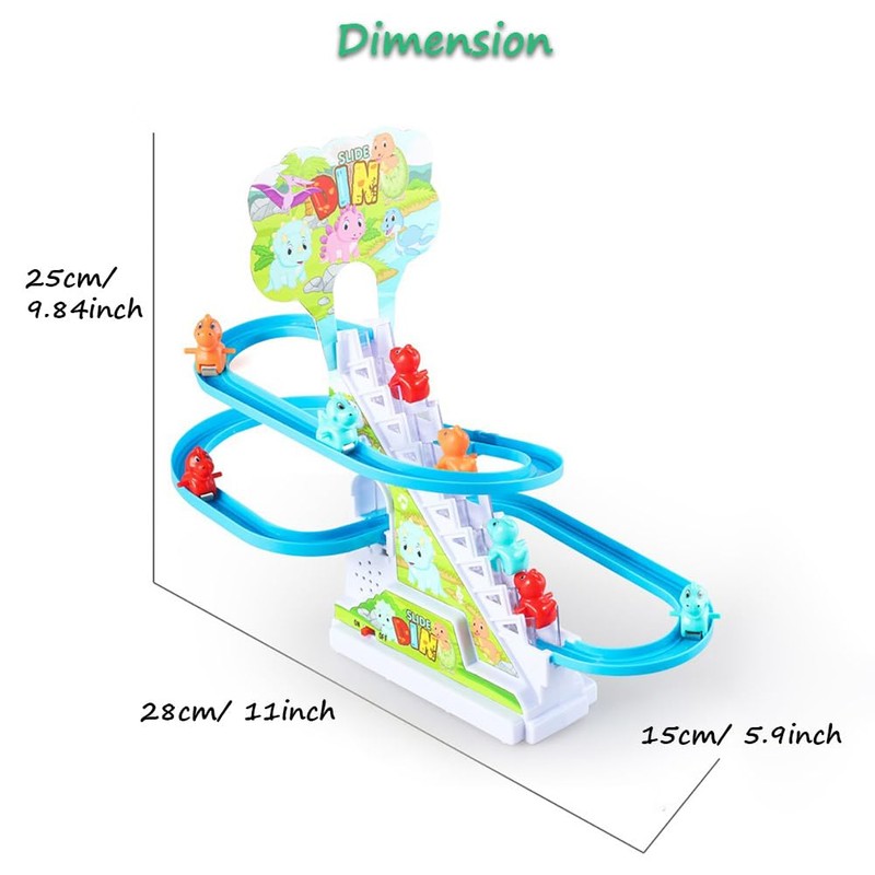 Miracland Dinosaur Electric Stair Climbing Toy, Dino Track Sliding Toy