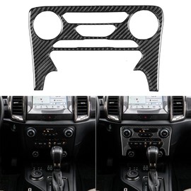 NVCNX Real Premium Carbon Fiber Compatible with Ford Ranger 2019 2020 2021 2022 2023 XLT Lariat XL Car Dash Center Control Panel Cover Trim Interior Accessories Black