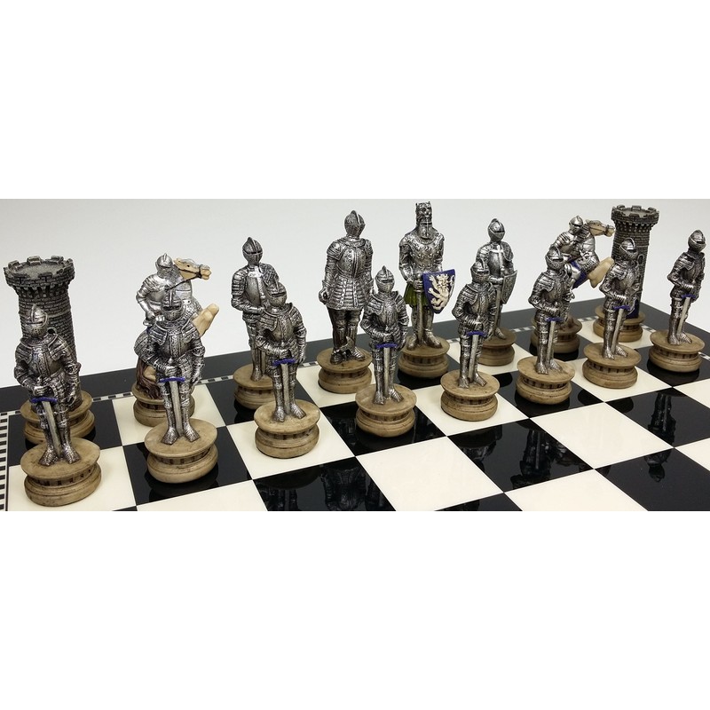 Mediaeval Times Crusades Gold and Silver Armoured Warrior Knight Chess