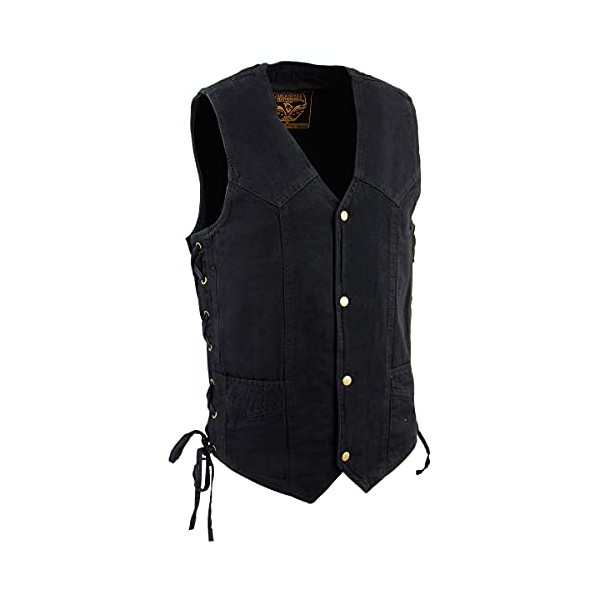 Milwaukee Leather DM1315 Men's Black Denim Classic Side Lace Snap