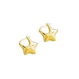 Dainty Star Hoop Earrings, Small Minimalist Design, Shiny Metallic Finish (Gold)