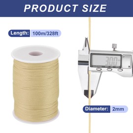 QUARKZMAN Polypropylene Rope 2 mm Polypropylene Rope 10 Om PP Braided Line Textile Rope Lead Nylon Cord Tear-Resistant Rope Plastic Rope for Washing Line Camping Hiking Outdoor Beige