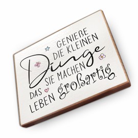 Fridge Magnets Beech Wood with Sayings (Enjoy the Little Things)