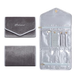 Dizdvizd Jewellery Organizer Roll, Travel Jewel Bag Daily Jewellries Storage Case - Grey