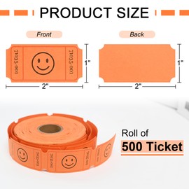 L LIKED 500 Raffle Tickets, Smile,Orange(6 Color Selection), Single Roll, Ticket for Events, Entry, Class Reward, Raffle & Prizes