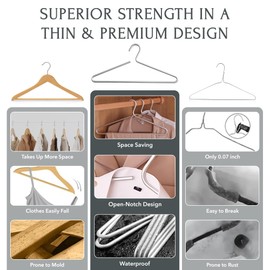 Arbor Crest Home Silver Hangers for Clothes - 17-Inch Matte Silver Metal Hangers for Coats, Jackets, Shirts, Pants, Clothing - Thick, Heavy-Duty Aluminum - Luxury Aesthetic for Closets - 5-Pack