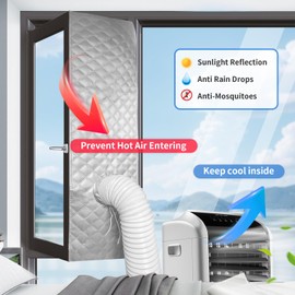 FSEN Portable AC Window Seal Kit - Heavy-Duty Window Barrier with Adjustable Hole, No-Drill Waterproof & Universal Fit for Sliding/Crank-Out/Skylight Windows. Blocks Heat, Dust & Saves Energy!