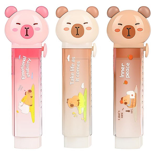 3Pcs Retractable Pencil Erasers, Cute Erasers,Capybara Eraser,Suitable for School Home