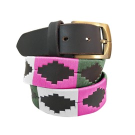 Carlos Diaz Mens Womens Premium Unisex Brown Leather Embroidered Designer Polo Belt (115 cm/ 44-46 Inches)