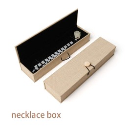 tooloflife Jewellery Box Birthday Festival Gift Box 1 x Wooden Jewellery Holder for Rings Bracelets Necklace Jewelry Gift Box (Necklace Box), Linen Wood