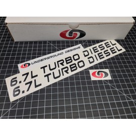 6.7L Turbo Diesel Decals Powerstroke Hood Stickers Select Color (Gloss Blackout, 0.75" x 12.0")