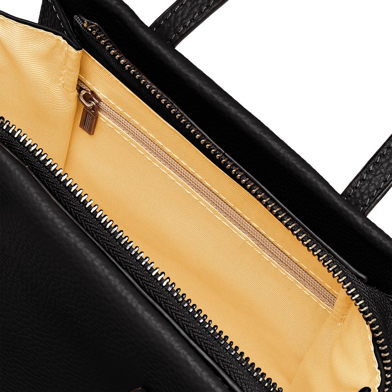 Kuko 2253111306 Tote Bag, Leather 2-Way Mini Tote Bag, black