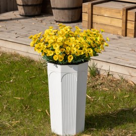 Artificial Fake Daisy Flowers, 15 Bundles Faux Silk Flores Eternas UV Resistant Realistic Flor de, Cempasuchil Artificial for Planters Porch Patio Outdoor Outside Spring Summer Decoration