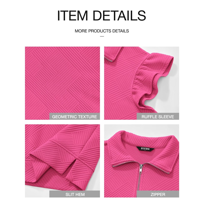 BTFBM Women's 2 Piece Outfits Sweatsuit Zipper V Neck Casual