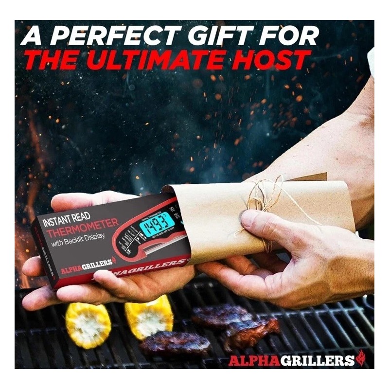 Alphagriller Instant Read Meat Thermometer for Cooking Grill and BBQ