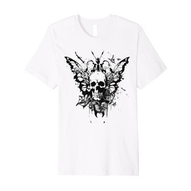 Gothic Skull Butterfly Emo Aesthetic Nocturnal Reaper Art Premium T-Shirt