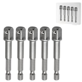 Uenhoy 10 Pack 3/8" Impact Adapter Set, Silver Square Socket Adapter 1/4 to 3/8 Drive Adapter Kit, Extension Socket Driver Bits for Automotive DIY Nut Driver and Drills