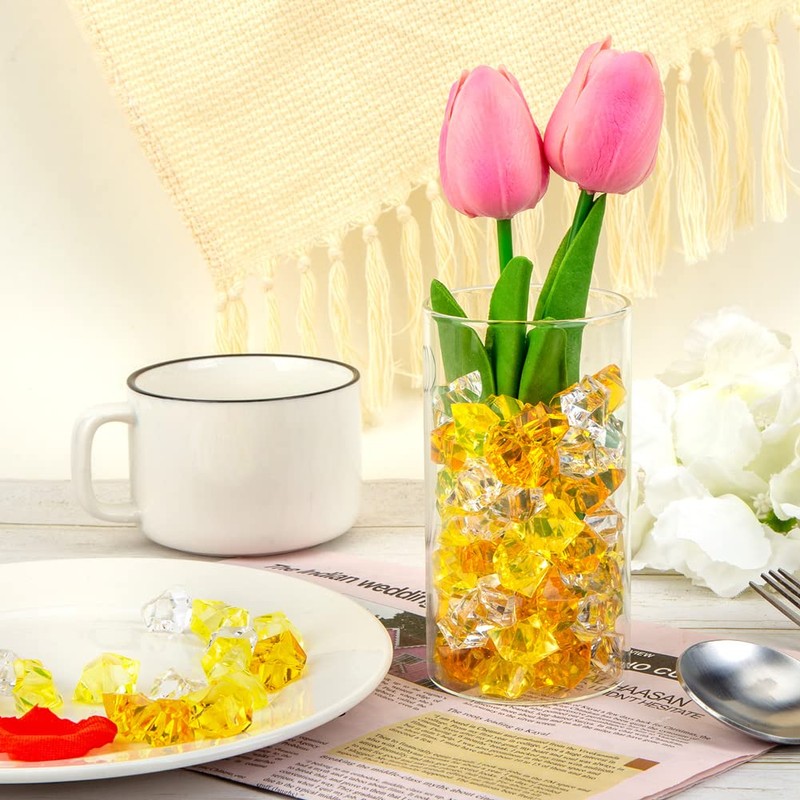 DomeStar Fake Crushed Ice Rocks, 150PCS Clear Yellow and Amber