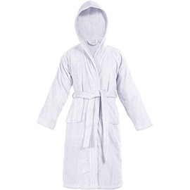 AATH COLLECTION Lightweight Shawl Robe Kids for Boys & Girls 100% Egyptian Cotton Bathrobe Hooded Dressing Gown Luxury Terry Towel (10-12 Years, WHITE)