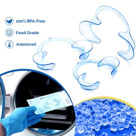 JMU Dental Cheek Retractor Mouth Opener for Teeth Whitening C-Shape Autoclavable, Clear Blue (Large,Small,Medium Pack of 3)