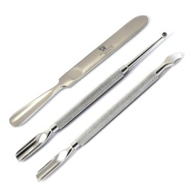 3Pcs Set Spoon Nail Gouge Cuticle Pusher Tools Nail Chisel Heavy Scoop Nail Cleaning Manicure Pedicure