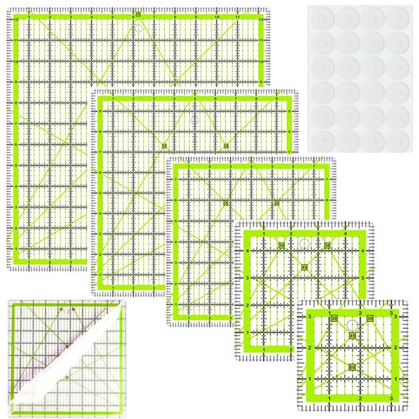 Homaisson Quilting Rulers, 7 Square Quilting Ruler 2.5,3.5,5,6.5, 8,10,12.5 Quilting