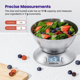 Etekcity Food Kitchen Scale with Bowl, Digital Weight Scale for Food Ounces a...