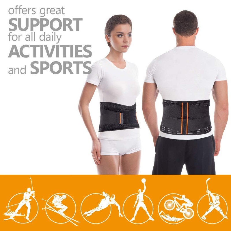 Back Support Belt Back Strap with Stabilising Rods for Pain