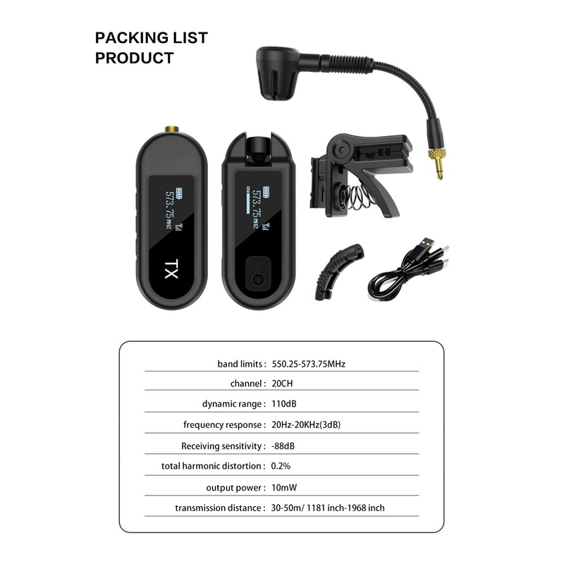 EBJ Wireless UHF Saxophone Microphone System, Clip Instrument Microphone Saxophone