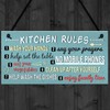 RED OCEAN Funny Rustic Kitchen House Rules Home Decorative Hanging